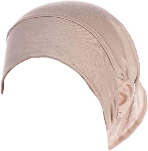 Scarf Hat Elastic Undercap with Ear Hole Bandanas Cap Accessories Hijab Caps(Light Khaki) in Saudi Arabia