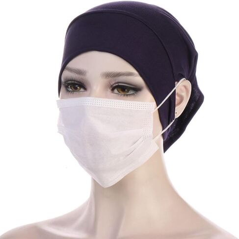 Scarf Hat Elastic Undercap with Ear Hole Bandanas Cap Accessories Hijab Caps(Light Khaki) in Saudi Arabia