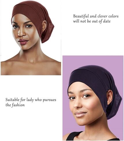 Scarf Hat Elastic Undercap with Ear Hole Bandanas Cap Accessories Hijab Caps(Light Khaki) in Saudi Arabia