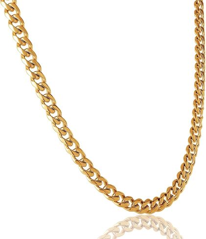 Lucky Brand Mens Stainless Steel Curb Chain Necklace - 20" Gold Tone-Plated 316L Stainless Steel in Saudi Arabia