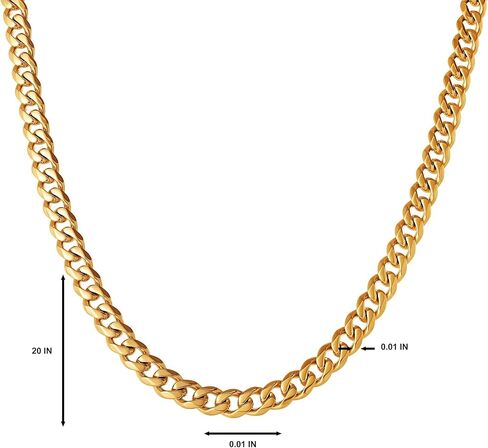 Lucky Brand Mens Stainless Steel Curb Chain Necklace - 20" Gold Tone-Plated 316L Stainless Steel in Saudi Arabia