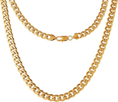 Lucky Brand Mens Stainless Steel Curb Chain Necklace - 20" Gold Tone-Plated 316L Stainless Steel in Saudi Arabia