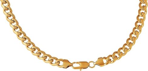 Lucky Brand Mens Stainless Steel Curb Chain Necklace - 20" Gold Tone-Plated 316L Stainless Steel in Saudi Arabia