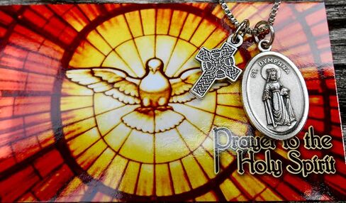 Saint Dymphna Necklace, Irish Saint Dymphna, Patron of Anxiety & Depression, Nervous and Mental Afflictions, 20" Stainless Steel Box Chain in Saudi Arabia