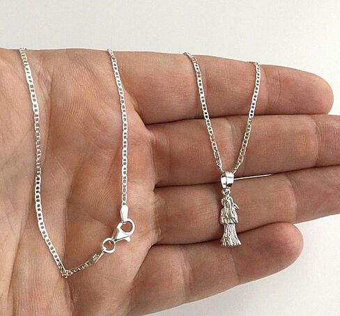 925 STERLING SILVER GRIM REAPER NECKLACE 18" LONG/925 PLATA CADENA DE LA SANTA MUERTE 18" LARGO -20x6mm in Saudi Arabia