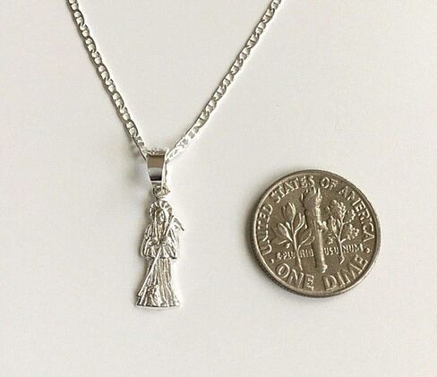 925 STERLING SILVER GRIM REAPER NECKLACE 18" LONG/925 PLATA CADENA DE LA SANTA MUERTE 18" LARGO -20x6mm in Saudi Arabia