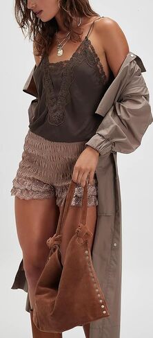 Women Lace Trim Satin Tank Tops Silk Spaghetti Strap V Neck Mesh Lace Camisole Top Y2K Flowy Going Out Layering Top in Saudi Arabia