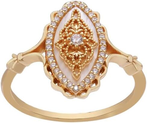 Wave Lace Ring,Vintage Court Style Art Deco Ring,Personalized Gold Rings for Women,Gold Wedding Rings Antique Jewelry for Women (Size 7) in Kuwait