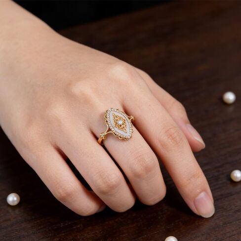 Wave Lace Ring,Vintage Court Style Art Deco Ring,Personalized Gold Rings for Women,Gold Wedding Rings Antique Jewelry for Women (Size 7) in Kuwait