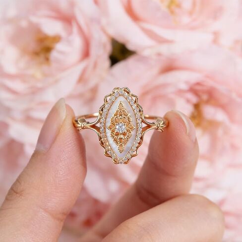 Wave Lace Ring,Vintage Court Style Art Deco Ring,Personalized Gold Rings for Women,Gold Wedding Rings Antique Jewelry for Women (Size 7) in Kuwait