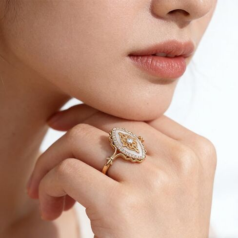 Wave Lace Ring,Vintage Court Style Art Deco Ring,Personalized Gold Rings for Women,Gold Wedding Rings Antique Jewelry for Women (Size 7) in Kuwait