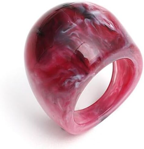 2Pcs Chunky Resin Knuckle Dome Rings Set for Women Dainty Large Y2k Acrylic Finger Nail Ring Pack Big Two Tone Plastic Statement Jewelry Gifts in Saudi Arabia