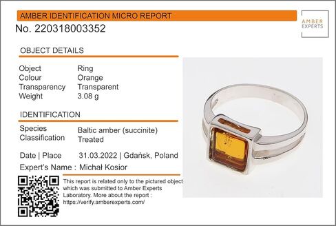 Holiday Gift Shops Sterling Silver and Baltic Honey Amber Flat Square Ring Lottie in Saudi Arabia