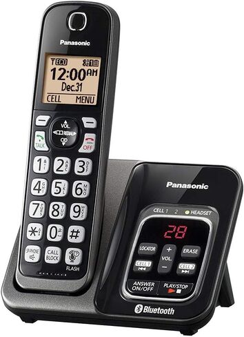 Panasonic KX-TG833SK Link2Cell Bluetooth with Talking Caller ID 3 Handset Cordless Phone (Renewed) in Saudi Arabia