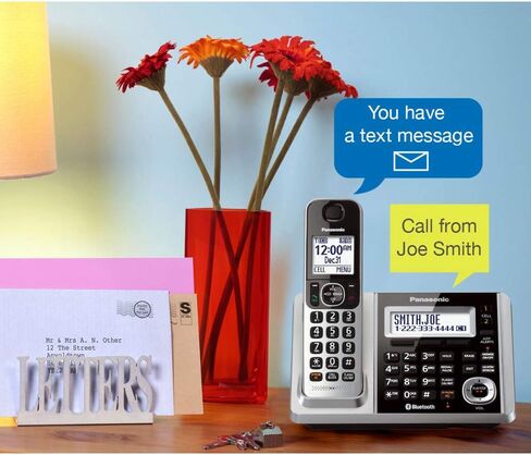 Panasonic KX-TG833SK Link2Cell Bluetooth with Talking Caller ID 3 Handset Cordless Phone (Renewed) in Saudi Arabia