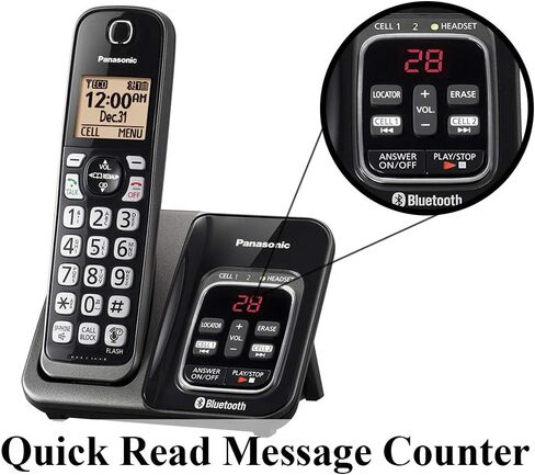 Panasonic KX-TG833SK Link2Cell Bluetooth with Talking Caller ID 3 Handset Cordless Phone (Renewed) in Saudi Arabia