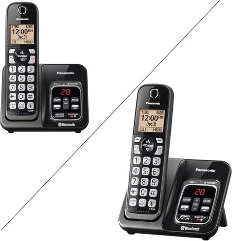 Panasonic KX-TG833SK Link2Cell Bluetooth with Talking Caller ID 3 Handset Cordless Phone (Renewed) in Saudi Arabia