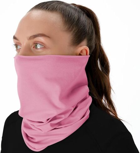 قناع رقبة صيفي من القطن العضوي المسامي للرجال والنساء للحماية من غبار الشمس - وشاح للوجه للأنشطة الخارجية (باستيل لافندر، صغير، عبوتان) in Kuwait