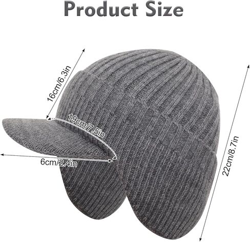 Winter Knit Hat with Brim Ear Warmth Protection Thick Knit Hat for Men Women for Winter Outdoor Sports Daily Wear in Kuwait