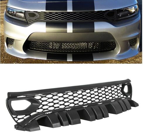 Bumper Upper Grill Fit For 2015-2023 D0dge Charger R/T Scat Pack Srt Style Front Mesh Grille W/Air Duct,68417505AB 68417502AA in Kuwait