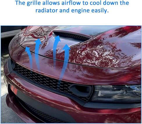 Bumper Upper Grill Fit For 2015-2023 D0dge Charger R/T Scat Pack Srt Style Front Mesh Grille W/Air Duct,68417505AB 68417502AA in Kuwait