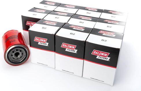 Baldwin B2 Lube Spin-On Oil Filter Pack of 12 – Full-Flow Heavy-Duty Design, Thread ¾-16, 3 11⁄16″ OD – 12 Micron Nominal / 30 Micron Absolute – Replaces Motorcraft FL-1A, Wix 51515XP and Fram XG8A in Saudi Arabia