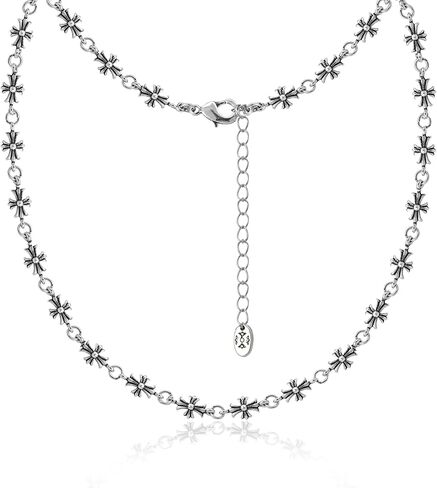 Silver Chrome Cross Pendants Necklace Vintage Gothic Choker Chain with Sterling Silver 925 Plated Adjustable Chain for Men and Women Unisex Street Style Punk in Saudi Arabia