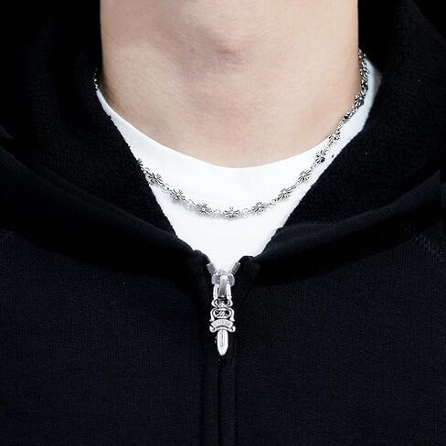 Silver Chrome Cross Pendants Necklace Vintage Gothic Choker Chain with Sterling Silver 925 Plated Adjustable Chain for Men and Women Unisex Street Style Punk in Saudi Arabia