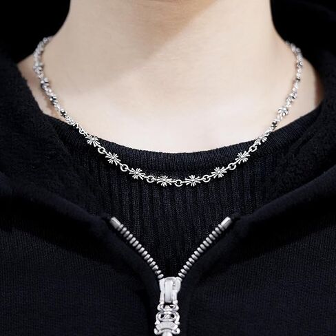 Silver Chrome Cross Pendants Necklace Vintage Gothic Choker Chain with Sterling Silver 925 Plated Adjustable Chain for Men and Women Unisex Street Style Punk in Saudi Arabia