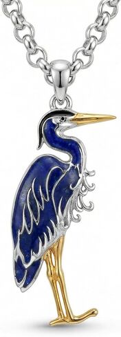 Heron Necklace Sterling Silver Bird Pendant Necklace Blue Heron Jewelry Bird Gifts for Women in Saudi Arabia