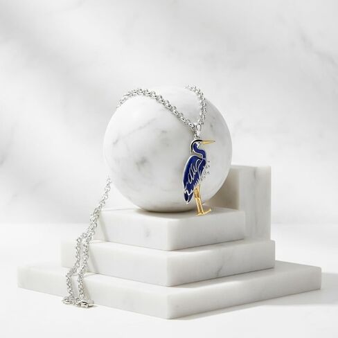 Heron Necklace Sterling Silver Bird Pendant Necklace Blue Heron Jewelry Bird Gifts for Women in Saudi Arabia