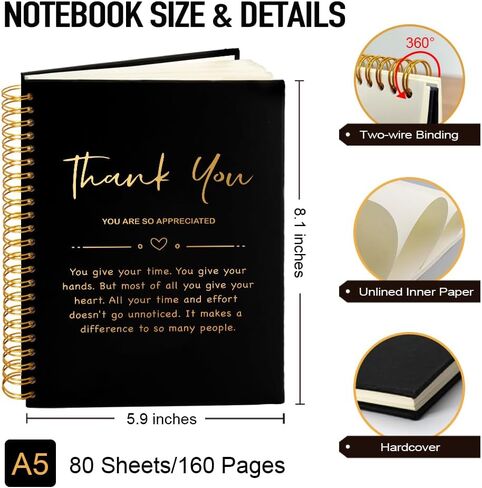 Thank You You Are So Appreciate 160 Blank Pages Gold Foil Hardcover Spiral Notebook, Thank You Gifts for Employees Leader, Appreciation Gifts for Boss Coworker, Thanksgiving Gifts for Teammate in Saudi Arabia