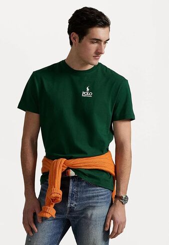 POLO RALPH LAUREN, Men's, Classic Fit Logo Jersey T-Shirt, Green, Medium in Saudi Arabia