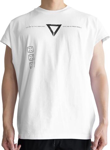 Fabric of the Universe Techwear Graphic Cyberpunk Fashion T-Shirt (White XB-03 Sleeveless, Medium) in Kuwait