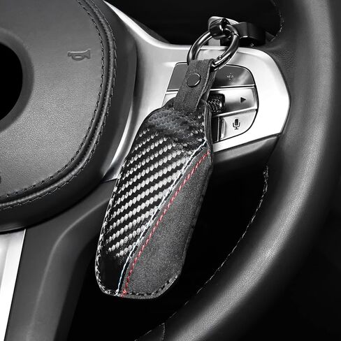 BETTERHUMZ Leather Key Case for BMW X1 X3 X5 X7 25Li 525Li 735Li Keychain Protector Cover Metal Hook Car Molding Components in Saudi Arabia