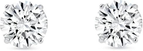 1 Carat Round Lab Grown Diamond Stud Earrings in 14K White Gold | Screw Back Basket Setting | Classic Solitaire Earrings for Women | Elegant Jewelry Gift for Daily Wear & Special Occasions in Saudi Arabia