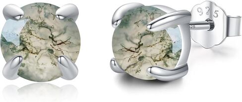 Lapis Lazuli/Moss Agate/Black Onyx/Malachite/Glass Earrings Stud Sterling Silver Hypoallergenic Earrings Mothers Day Jewerly Gifts for Women in Saudi Arabia