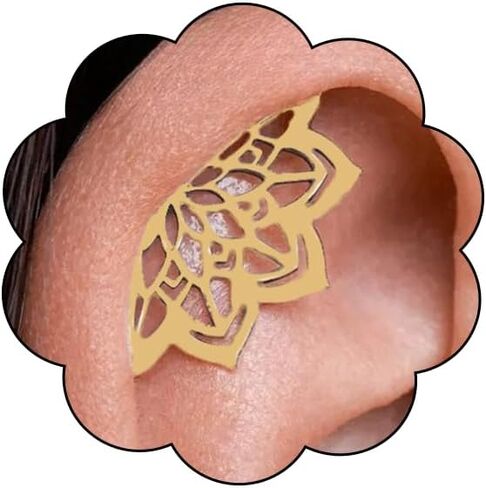 بوهو الغضروف اللولب القرط للنساء ماندالا زهرة اللوتس المخفية اللولب ثقب الأقراط هالوين القوطية أقراط فريدة من نوعها الشرير شخصية هدية مجوهرات in Kuwait