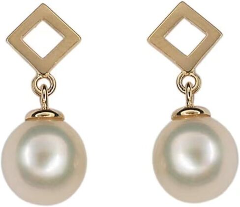 18K Gold Vermeil Twisted Diamond-Style Pearl Earrings – Luxury Fashionable Pearl Stud Earrings for Women, Elegant French-Inspired Design in Saudi Arabia