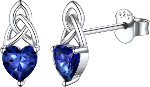ChicSilver 5MM Brilliant Heart Cut Birthstone 925 Sterling Silver Celtic Knot Stud Earrings for Women in Saudi Arabia