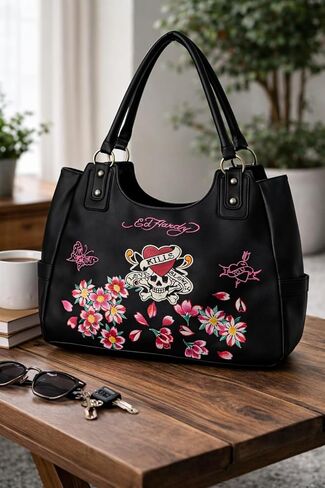 ED HARDY LOVE KILLS SLOWLY SKULL TOTE BAG in Kuwait