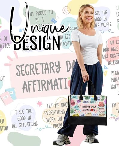 InnoBeta Secretary Appreciation Gifts for Women, Thank You Gifts for School Secretary, Canvas Tote Bag with Top Zipper Closure for Birthday,Christmas, Administrative Professional Day in Saudi Arabia