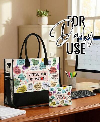 InnoBeta Secretary Appreciation Gifts for Women, Thank You Gifts for School Secretary, Canvas Tote Bag with Top Zipper Closure for Birthday,Christmas, Administrative Professional Day in Saudi Arabia