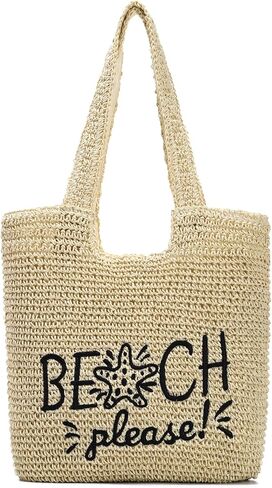 Straw Beach Bags for Women, Summer Woven Shoulder Handbag, Large Beach Tote Bag for Summer Vacation Travel in Saudi Arabia