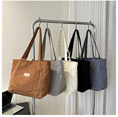 Corduroy Tote Bag for Women – All-Match Solid Color Shoulder Bag, Large Capacity Purse in Saudi Arabia