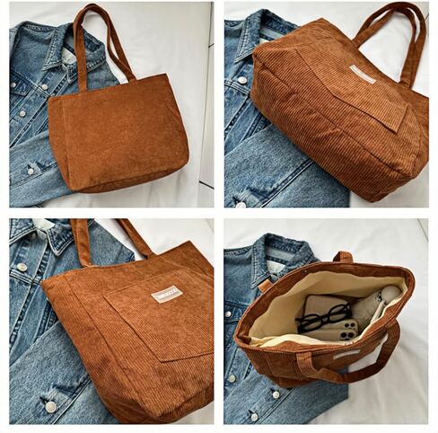Corduroy Tote Bag for Women – All-Match Solid Color Shoulder Bag, Large Capacity Purse in Saudi Arabia