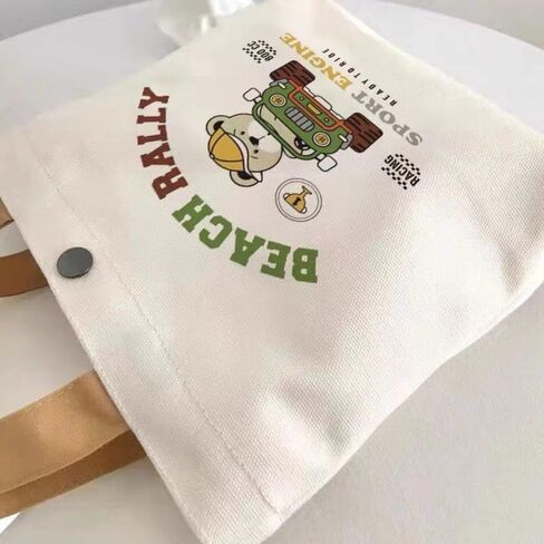 Mini Handbags Peach Cute Cartoon Canvas Tote Bag Big Capacity Storage Bags Women(A) in Saudi Arabia