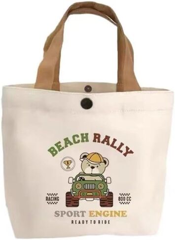 Mini Handbags Peach Cute Cartoon Canvas Tote Bag Big Capacity Storage Bags Women(A) in Saudi Arabia