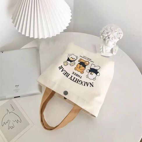Mini Handbags Peach Cute Cartoon Canvas Tote Bag Big Capacity Storage Bags Women(A) in Saudi Arabia