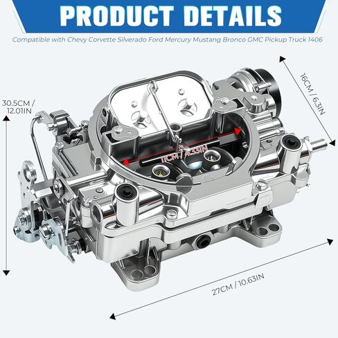 Carburetor with Electric Choke filter Compatible with Chevy Corvette Silverado Ford Mercury Mustang Bronco GMC Pickup Truck Grand Wagoneer Replacement for 1406 Performer 600 CFM 4 Barrel Square in Saudi Arabia